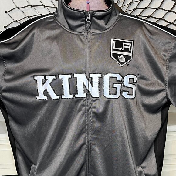 Vtg Los Angeles Kings NHL Tracksuit Zip Up Jacket Embroidered Reflective m/2XT - Picture 1 of 12